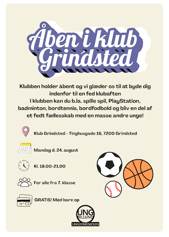 Åben i klub Grindsted - Klik for at tilmelde dig